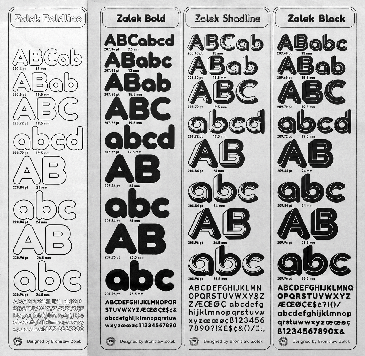 Zalek Typeface Specimen Sheet